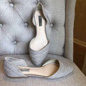 Wedding shoes, Size 9, Silver Cream Flats